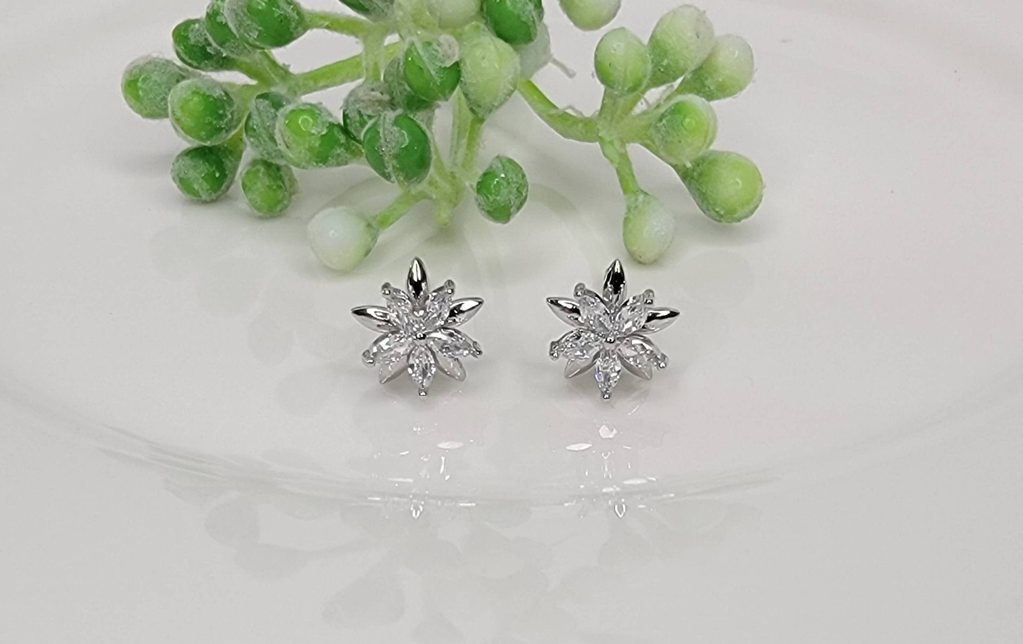 CZ Double Star Post Earrings - HER Home Design Boutique